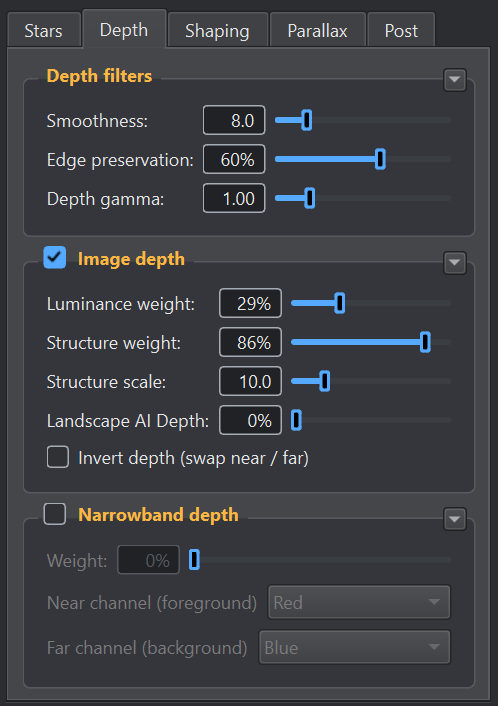Depth tab