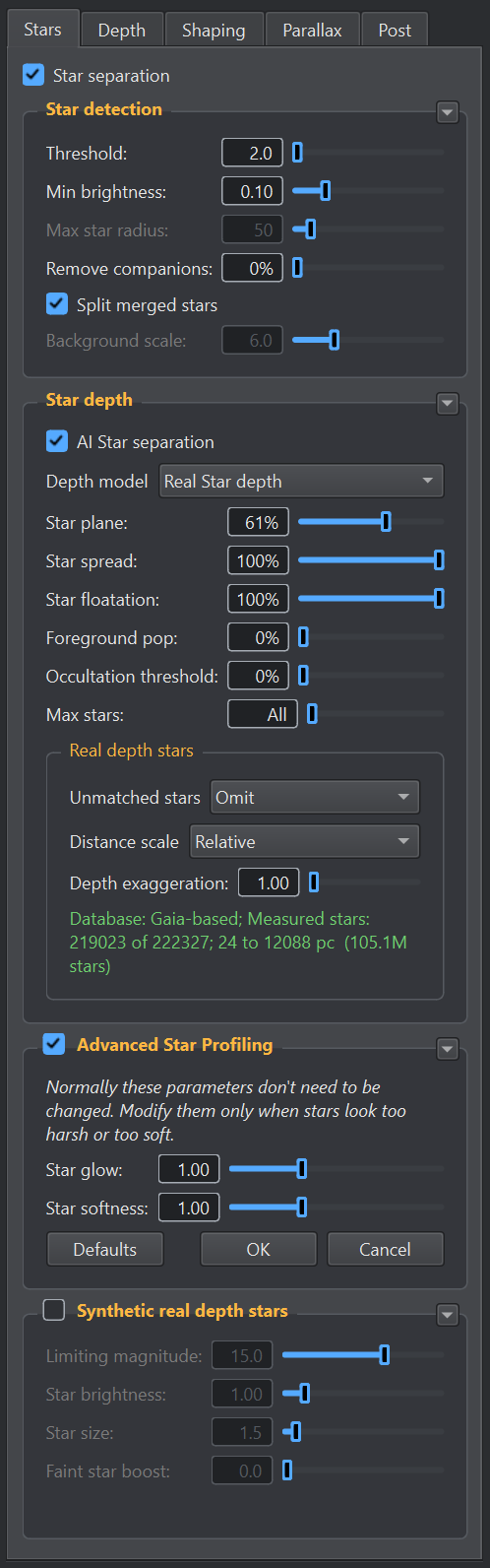 Stars tab
